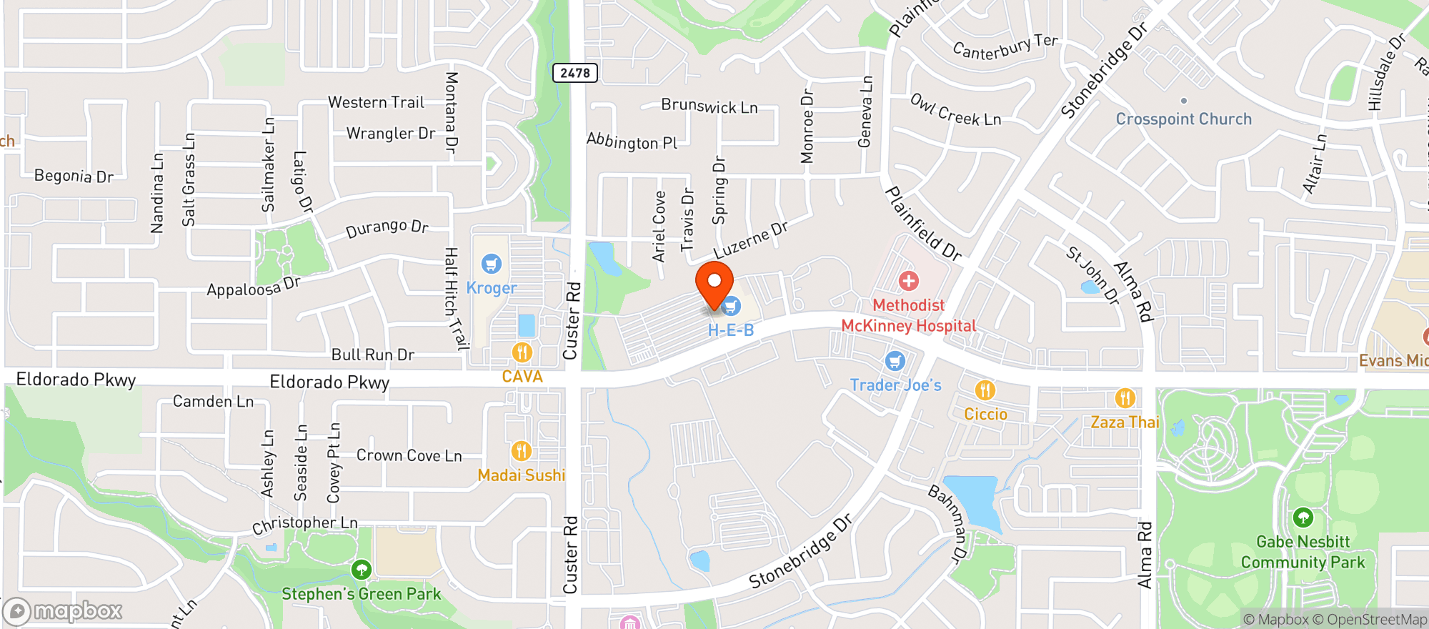 Map showing H-e-b Mckinney