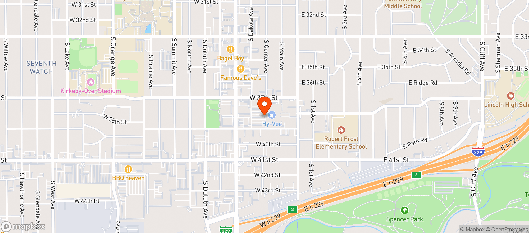 Map showing Hy-Vee #3 Minnesota Ave Store
