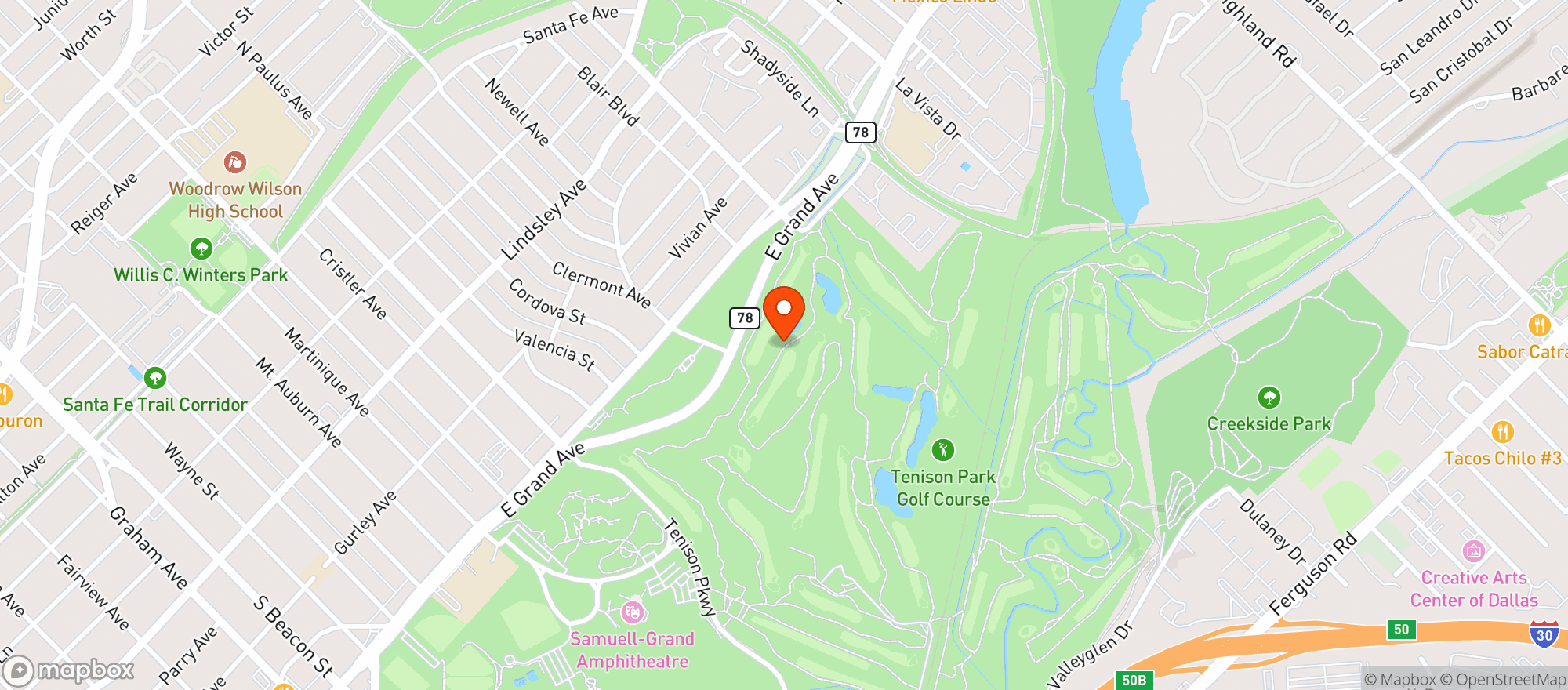 Map showing Tennison Park Golf Course