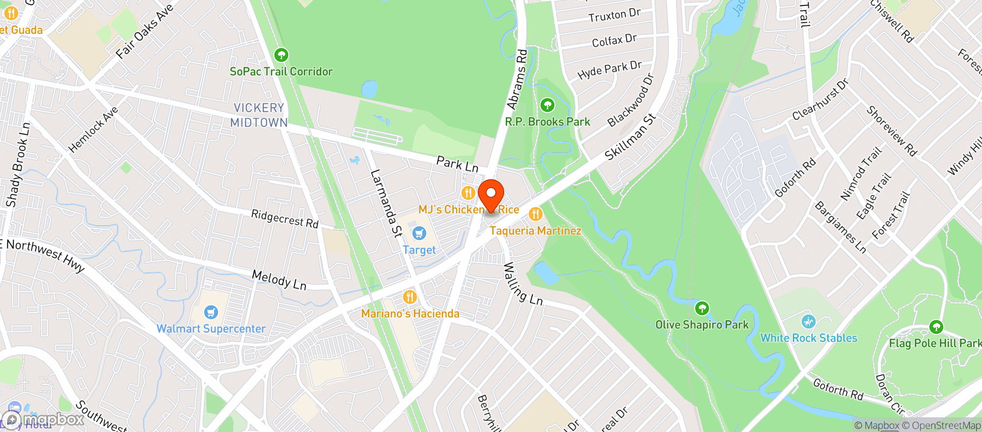Map showing Underdog Restaurant & Sports Club