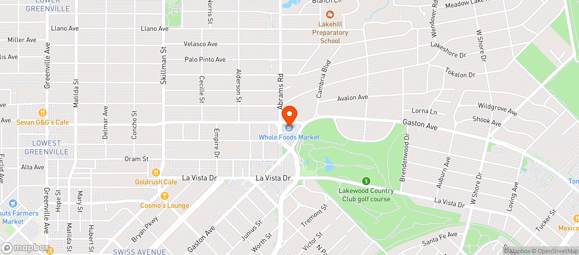 Map showing Whole Foods Market - Lakewood
