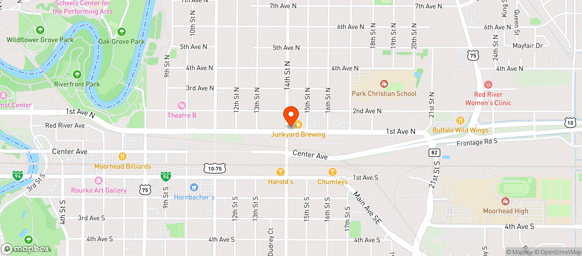 Map showing Junkyard Brewing Co