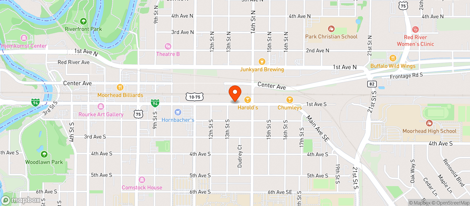 Map showing Harolds On Main