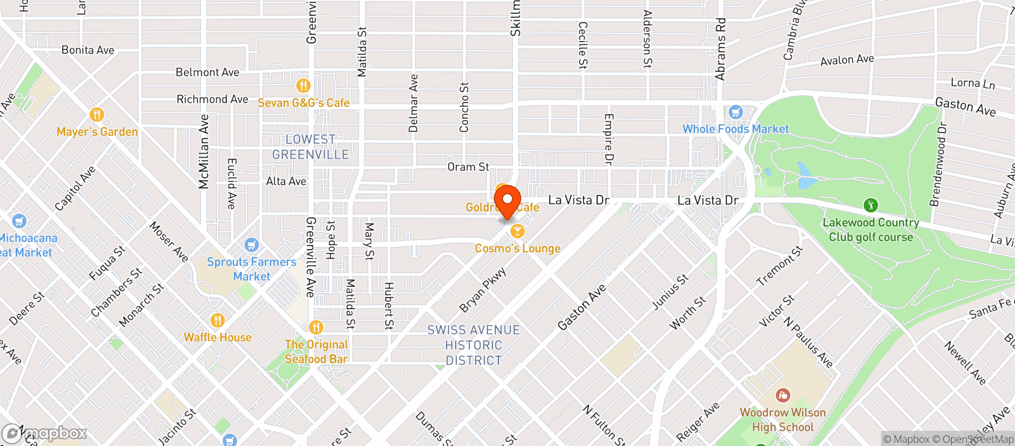 Map showing Lakewood Exxon