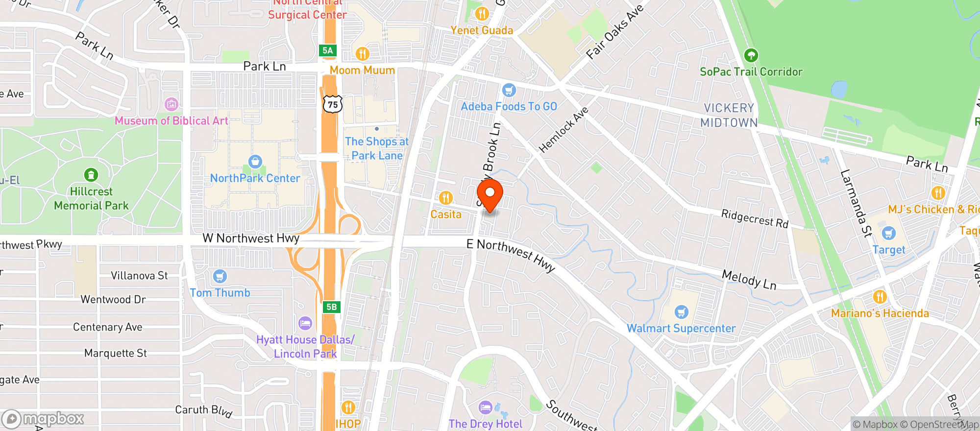 Map showing The Steakyard On Shady Brook