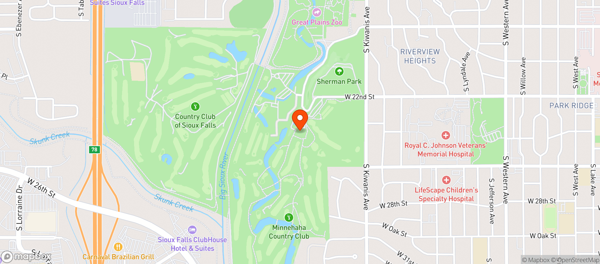 Map showing Minnehaha Country Club