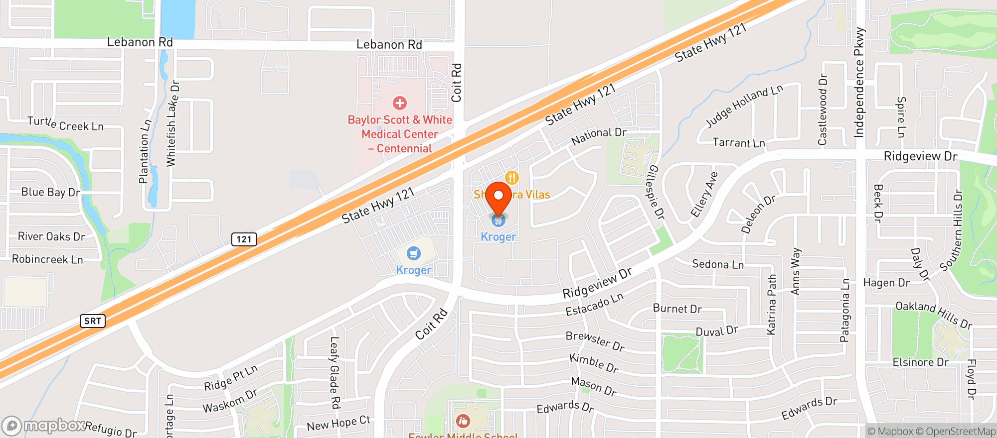 Map showing Kroger