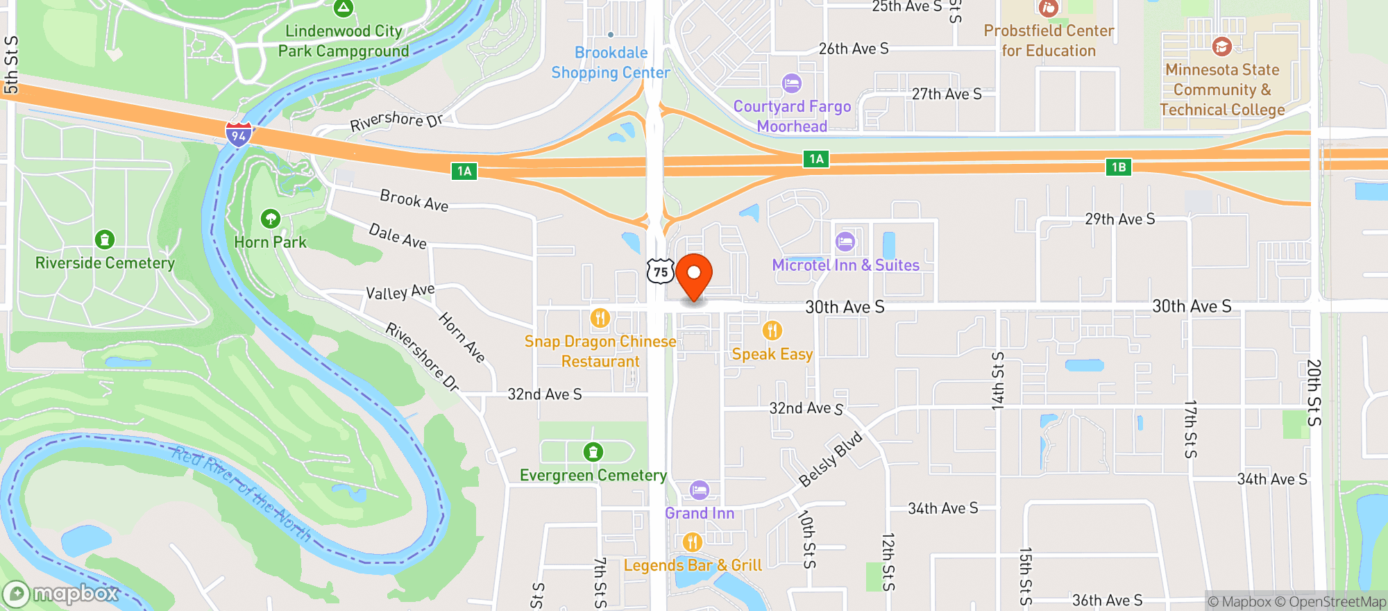 Map showing The Clubhouse Indoor Golf Lounge
