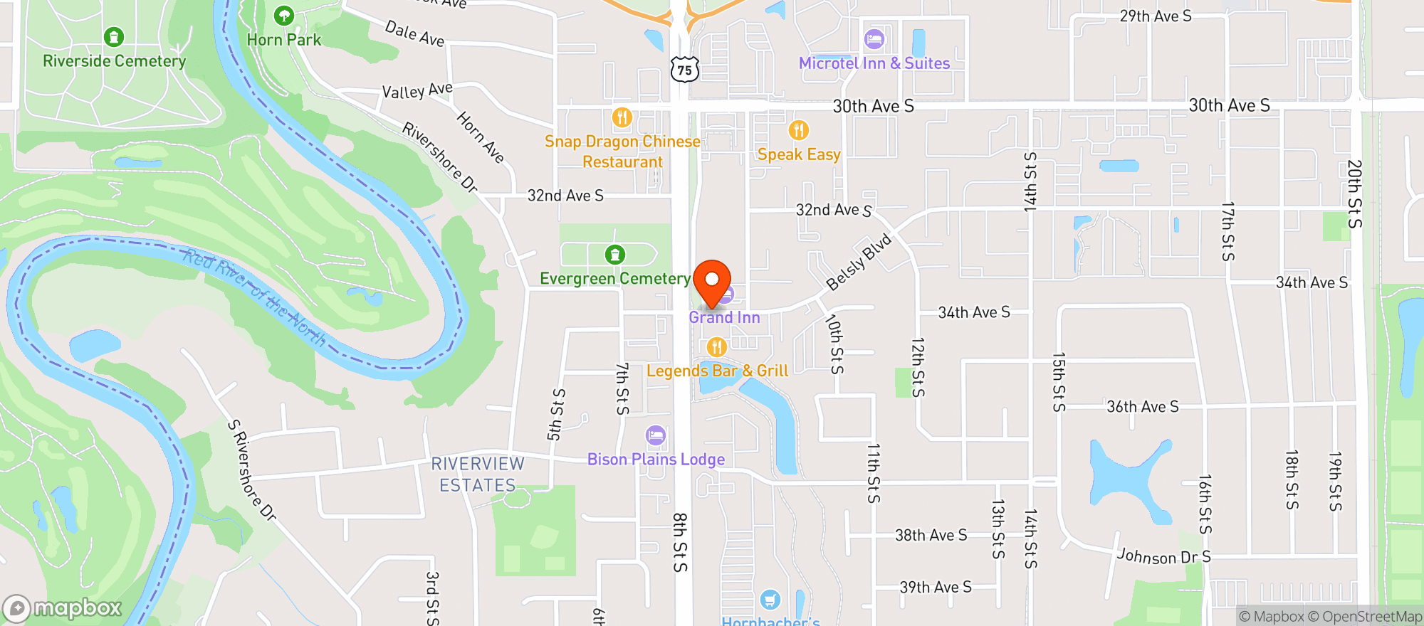 Map showing Legends Sports Bar & Grill