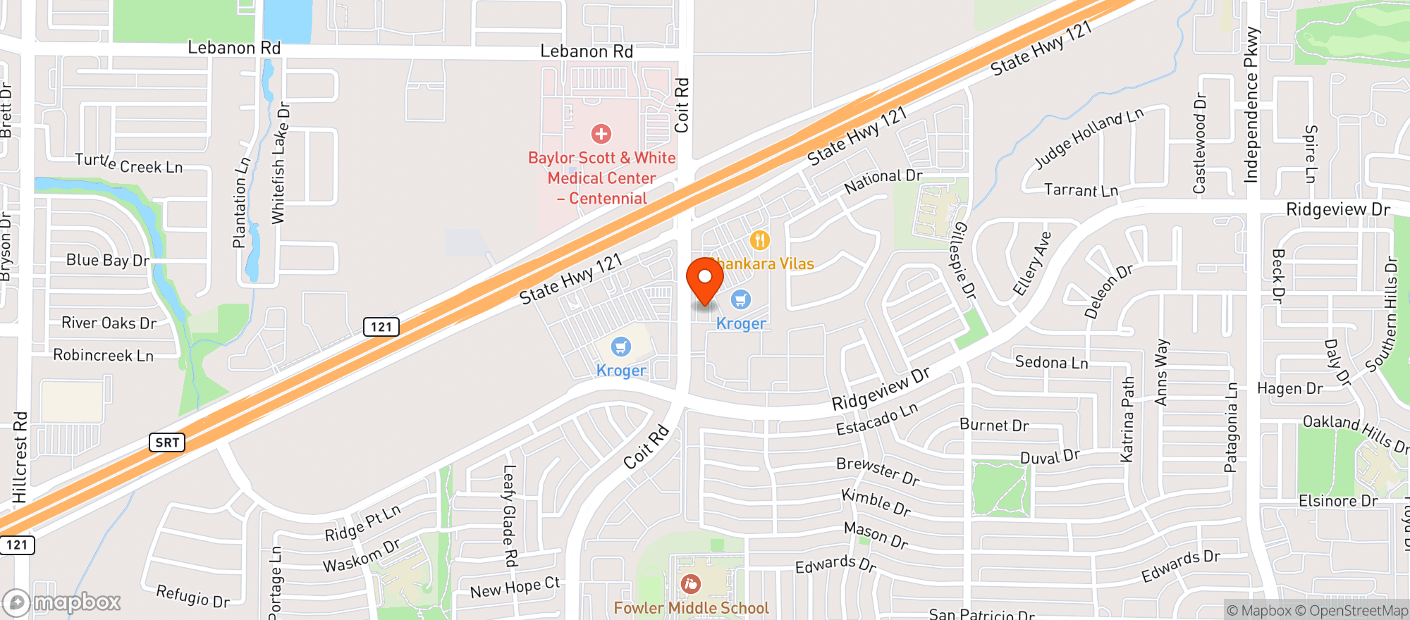 Map showing Liquor King Coit Rd