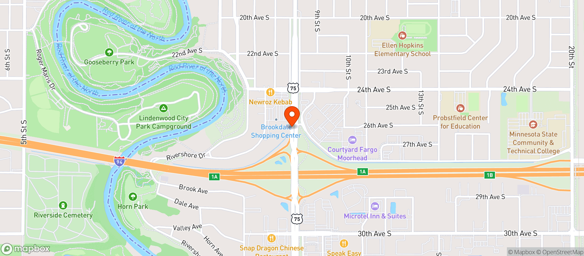 Map showing Courtside Sports Bar