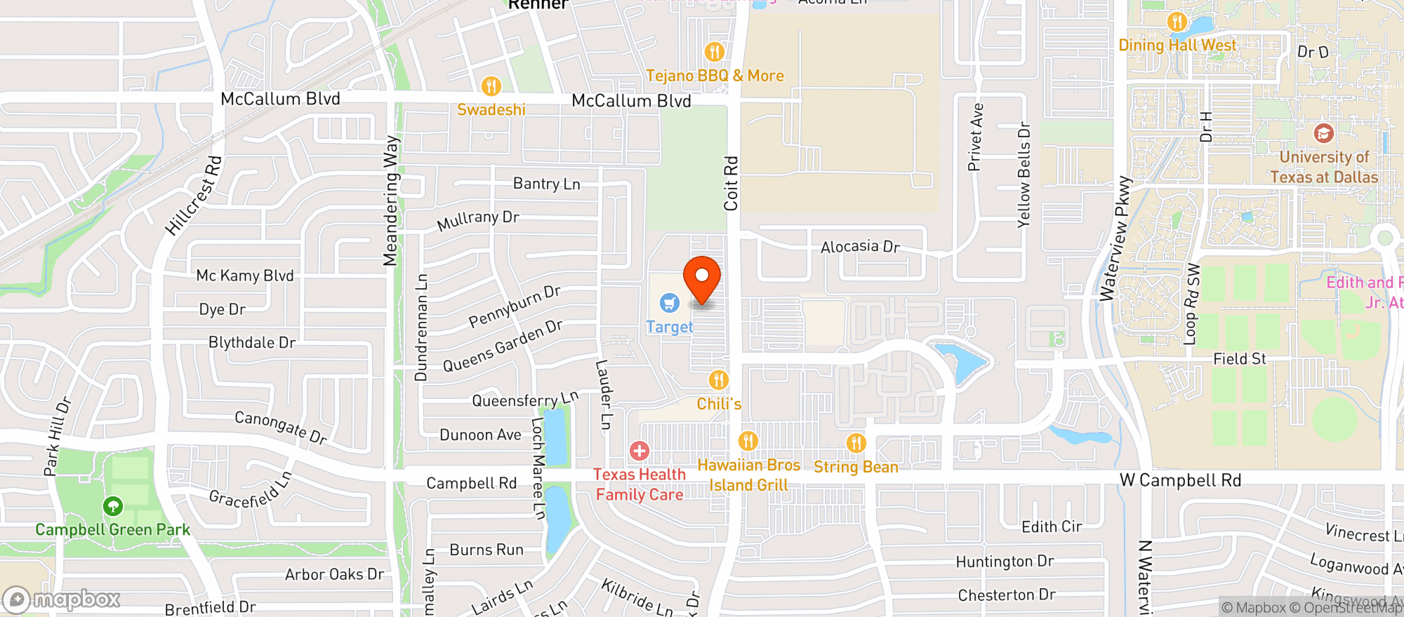Map showing Target