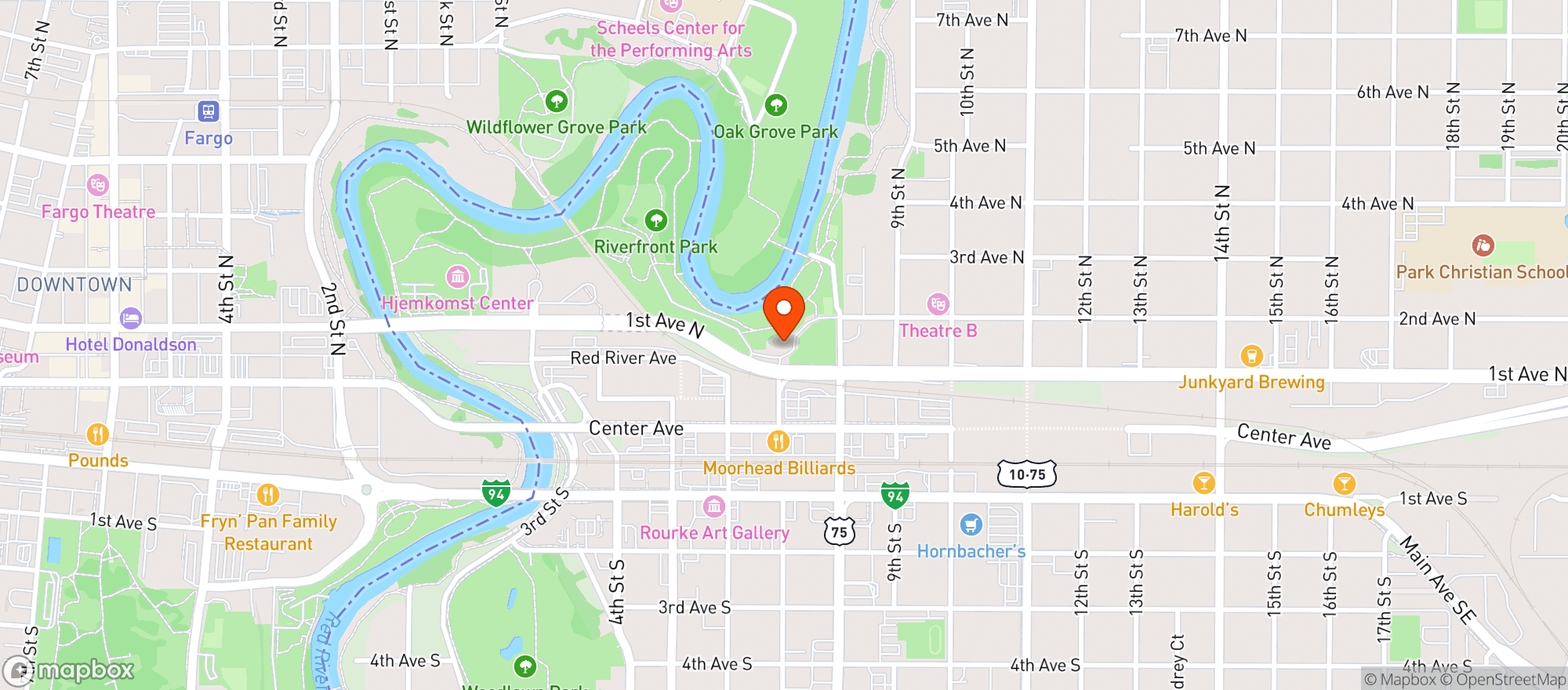 Map showing Riverhaven Events Center