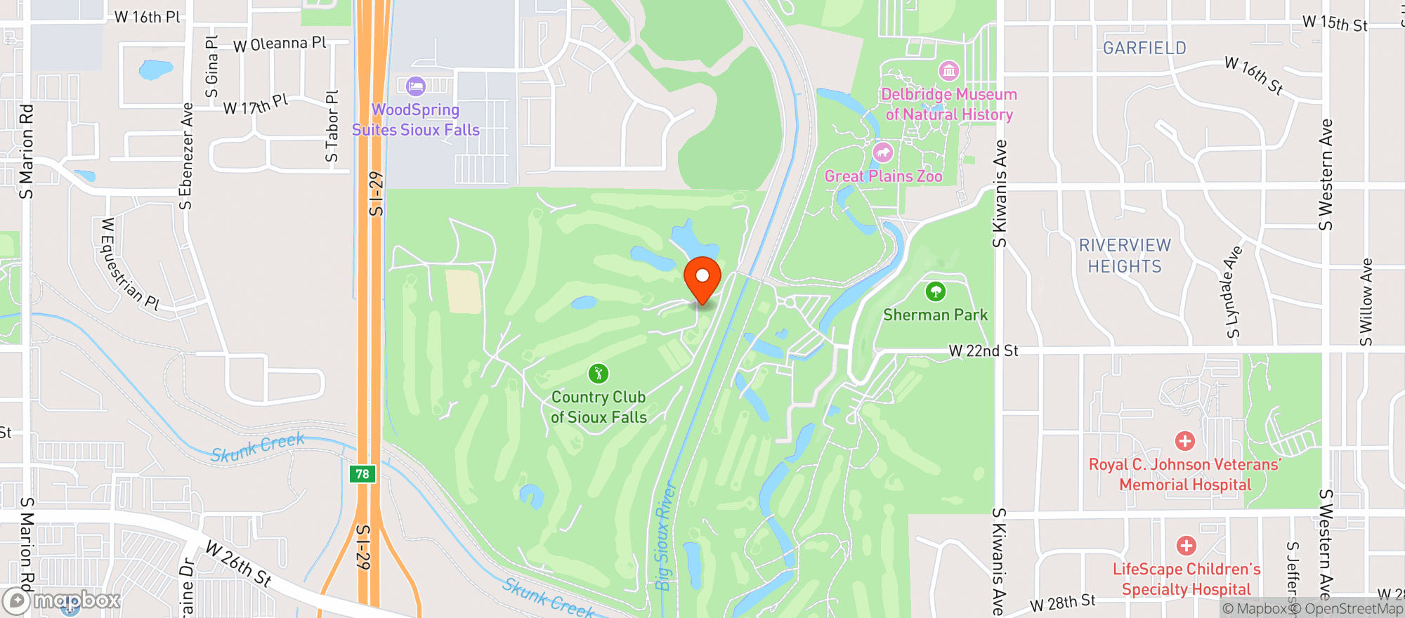 Map showing The Country Club Of Sioux Falls