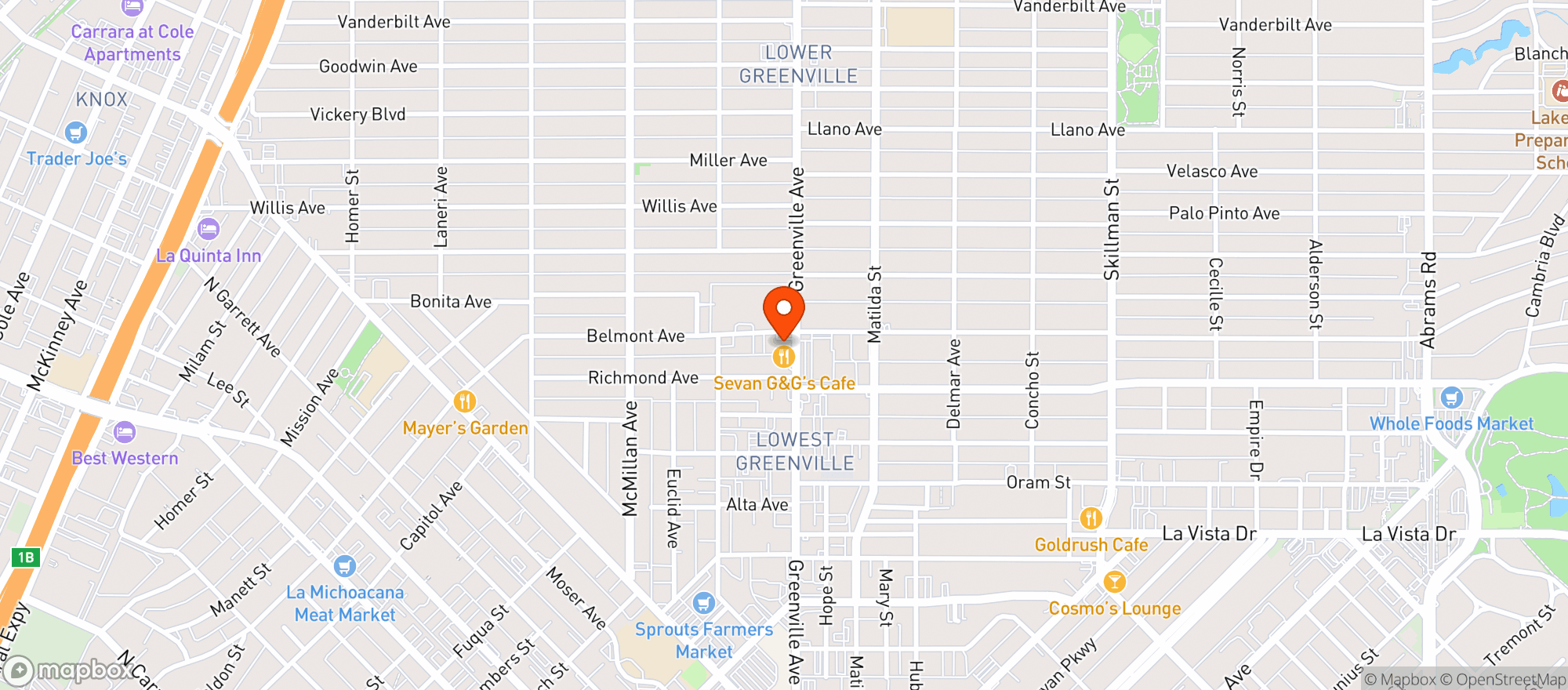 Map showing Buddys Booze