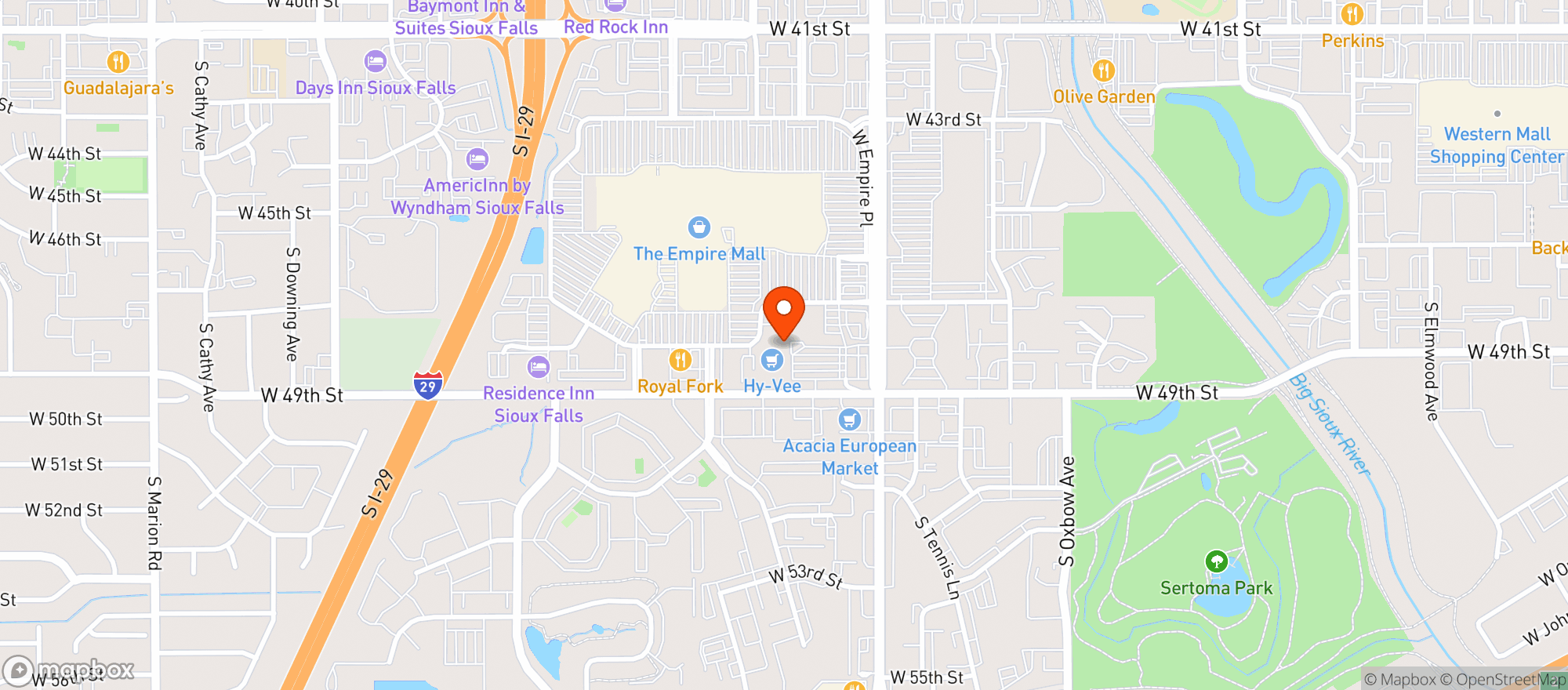 Map showing Hy Vee #2 - Louise Ave Store