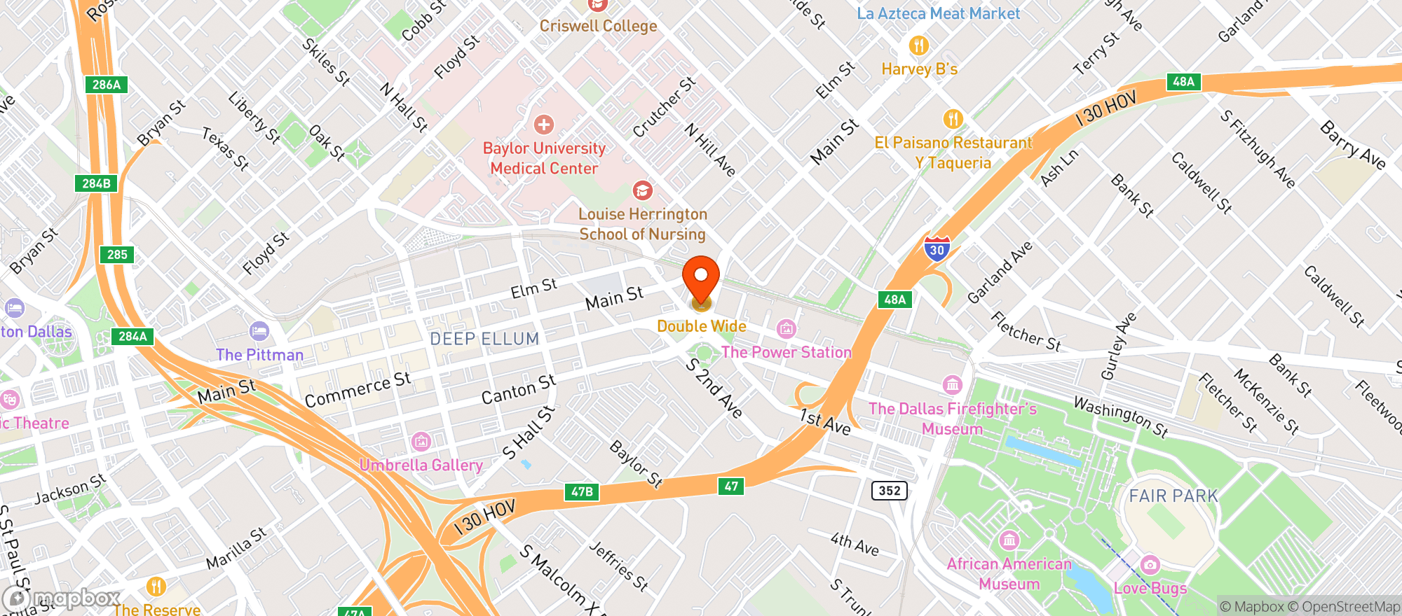 Map showing Double Wide Bar