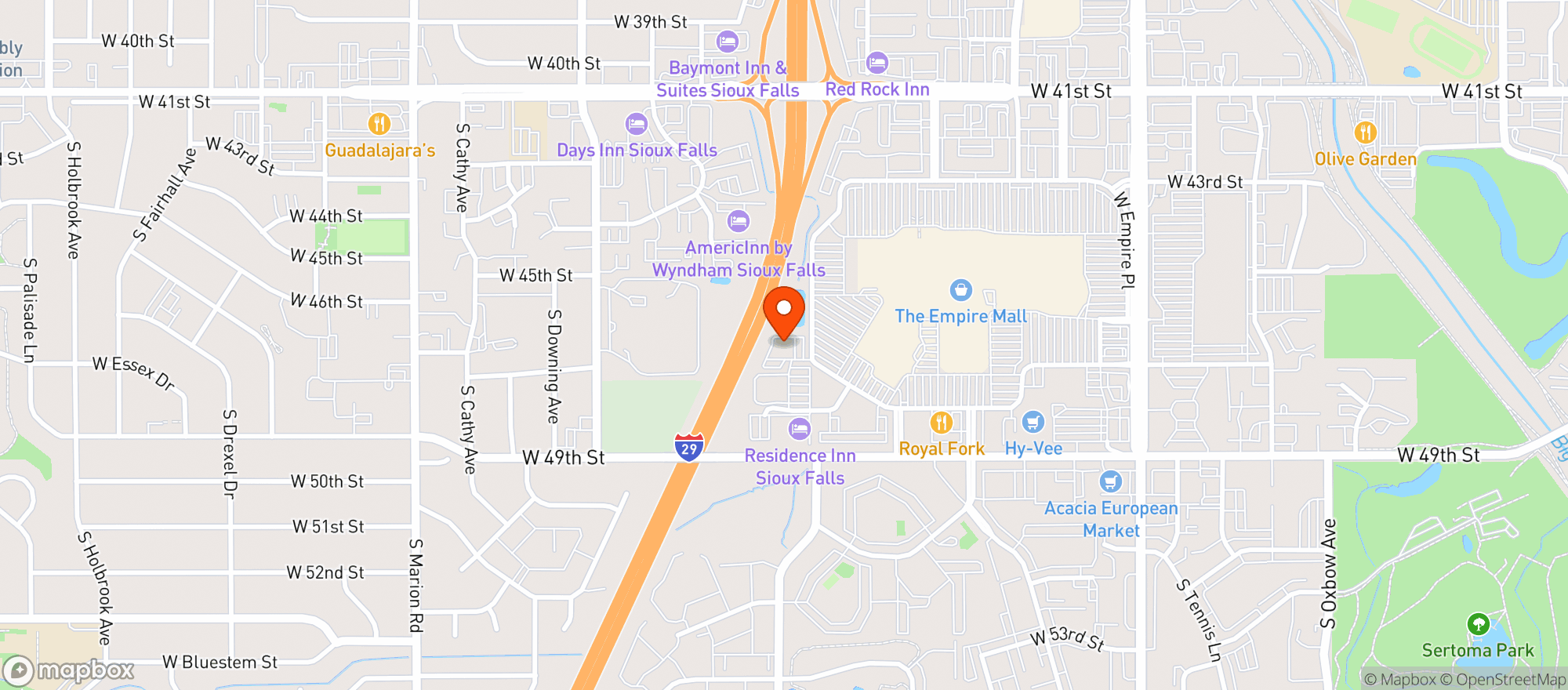 Map showing Texas Roadhouse
