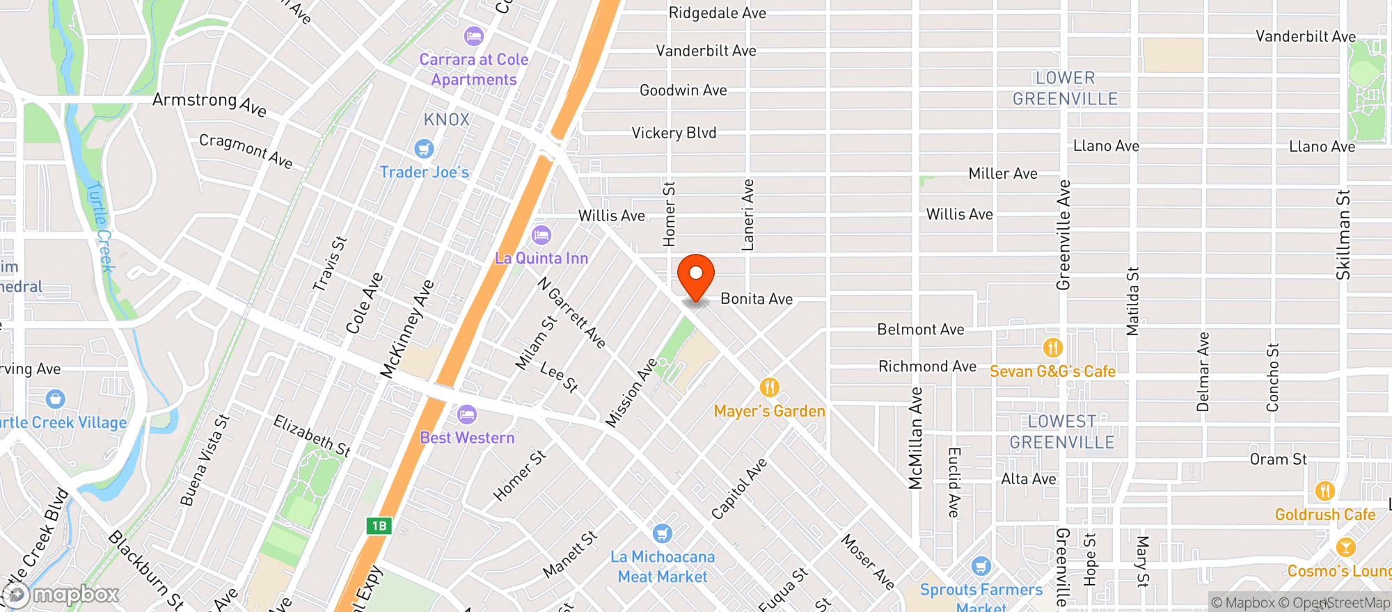 Map showing Pie Tap