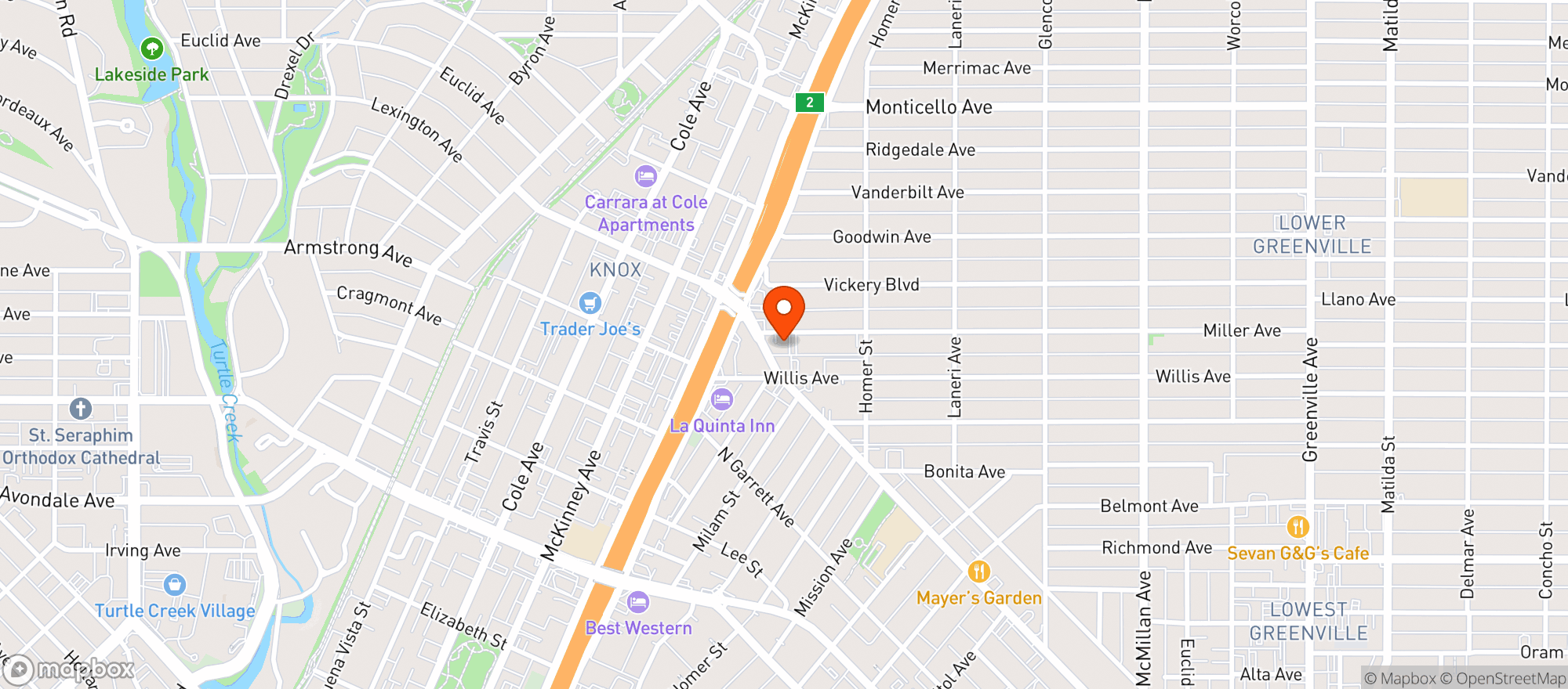 Map showing Barcelona Restaurant & Wine Bar
