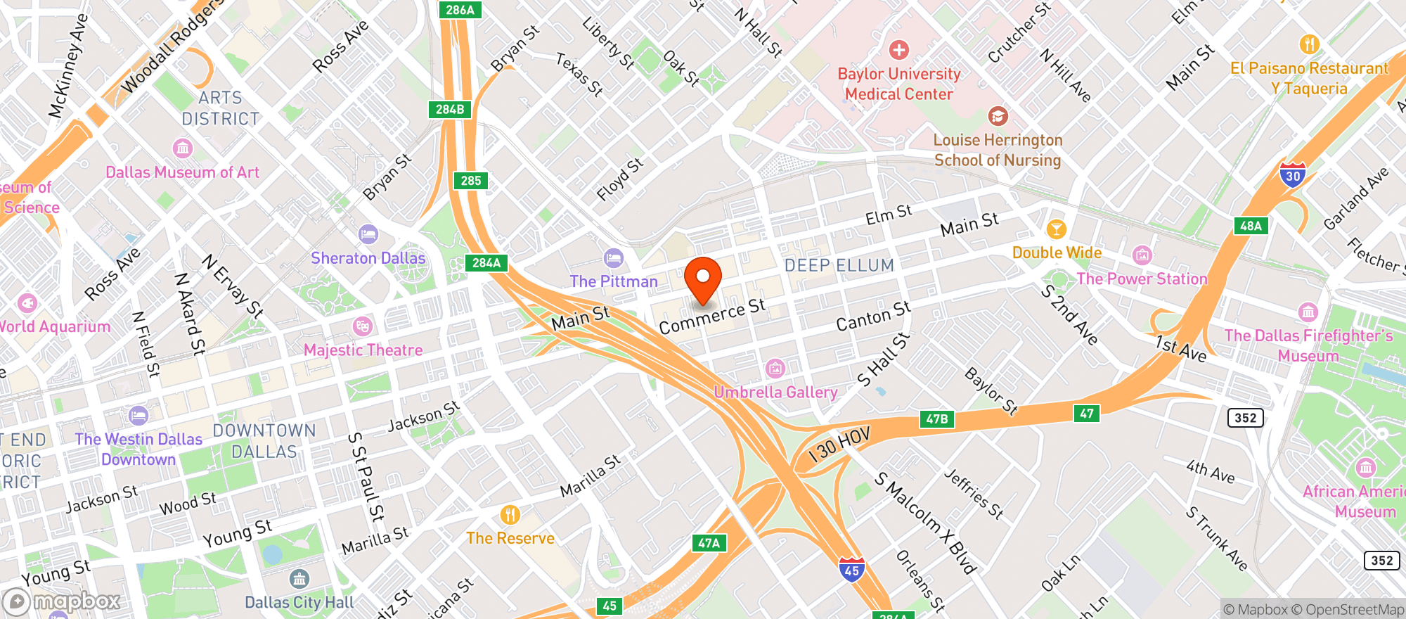 Map showing Dots Hop House & Cocktail Courtyar