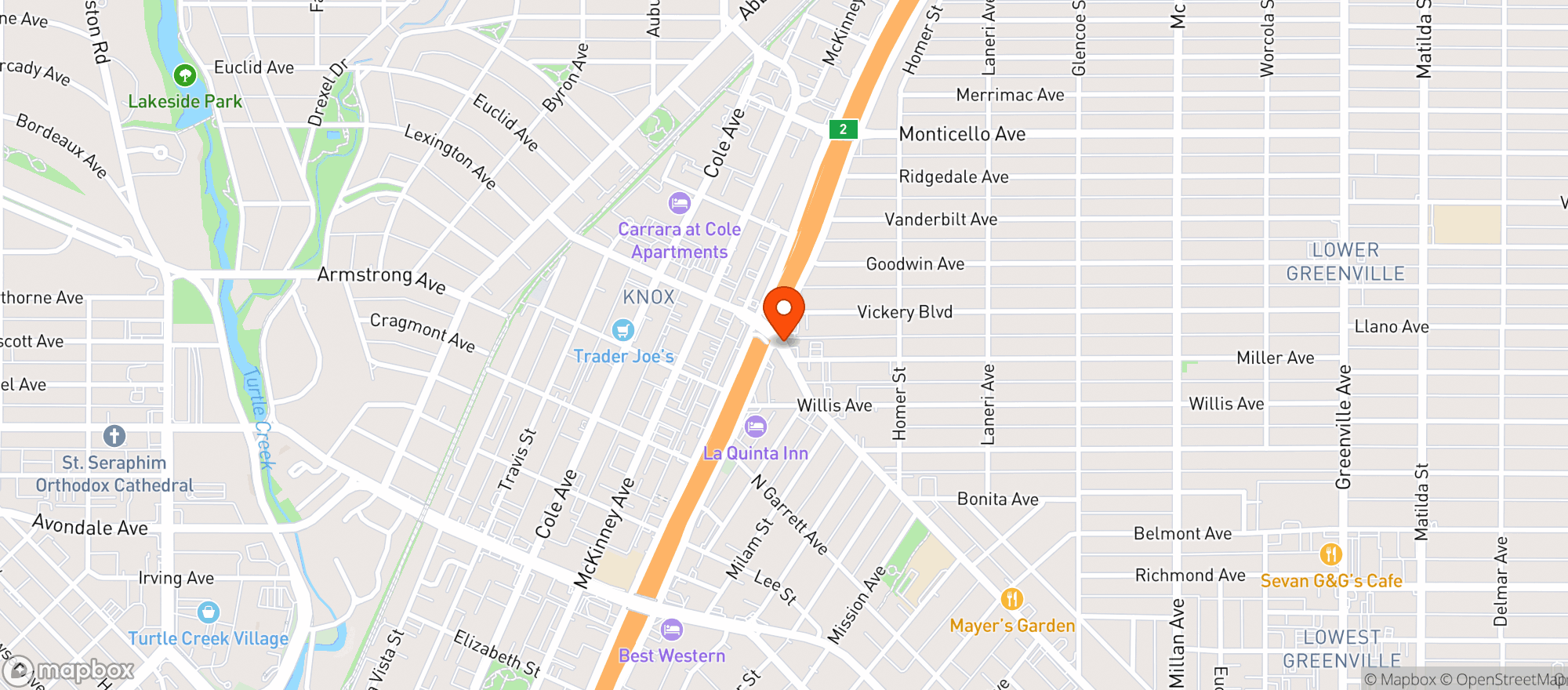 Map showing Taqueria La Ventana