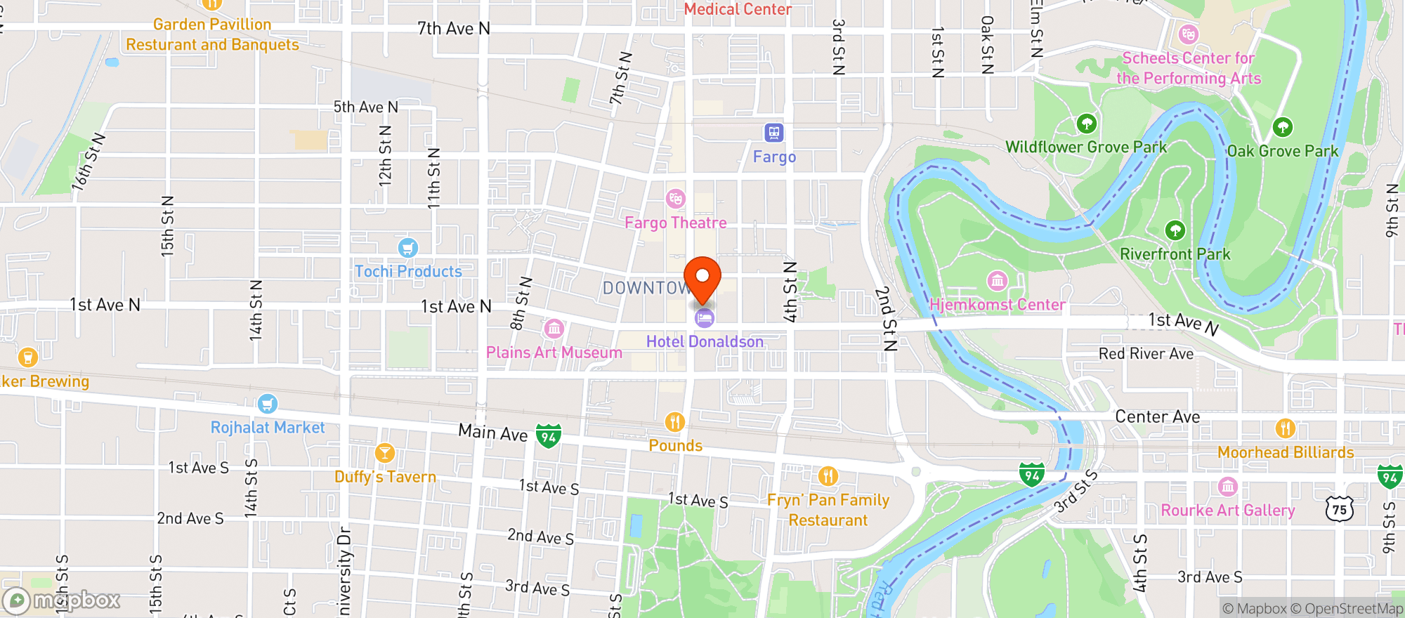 Map showing Rooters Bar