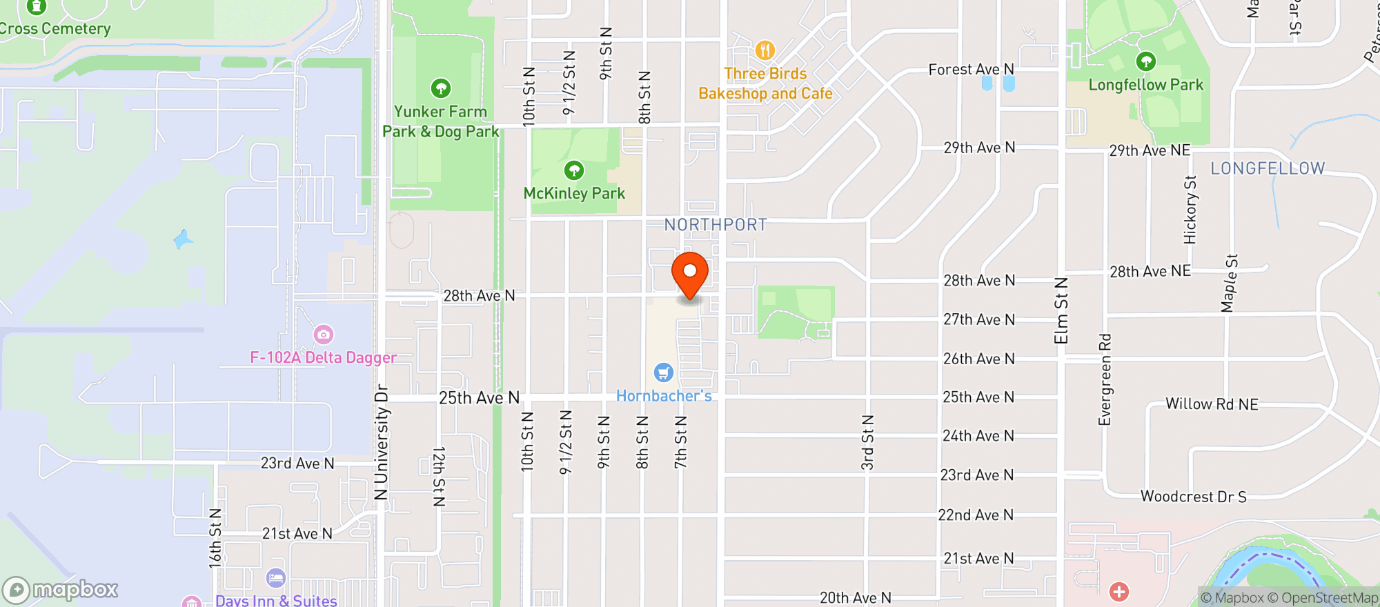 Map showing Dog Leg North Lounge & Indoor Golf