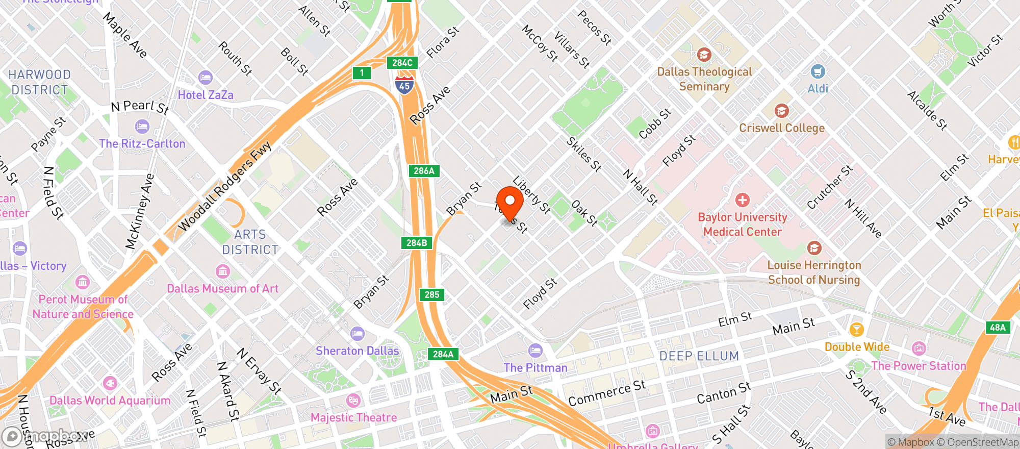 Map showing Tom Thumb