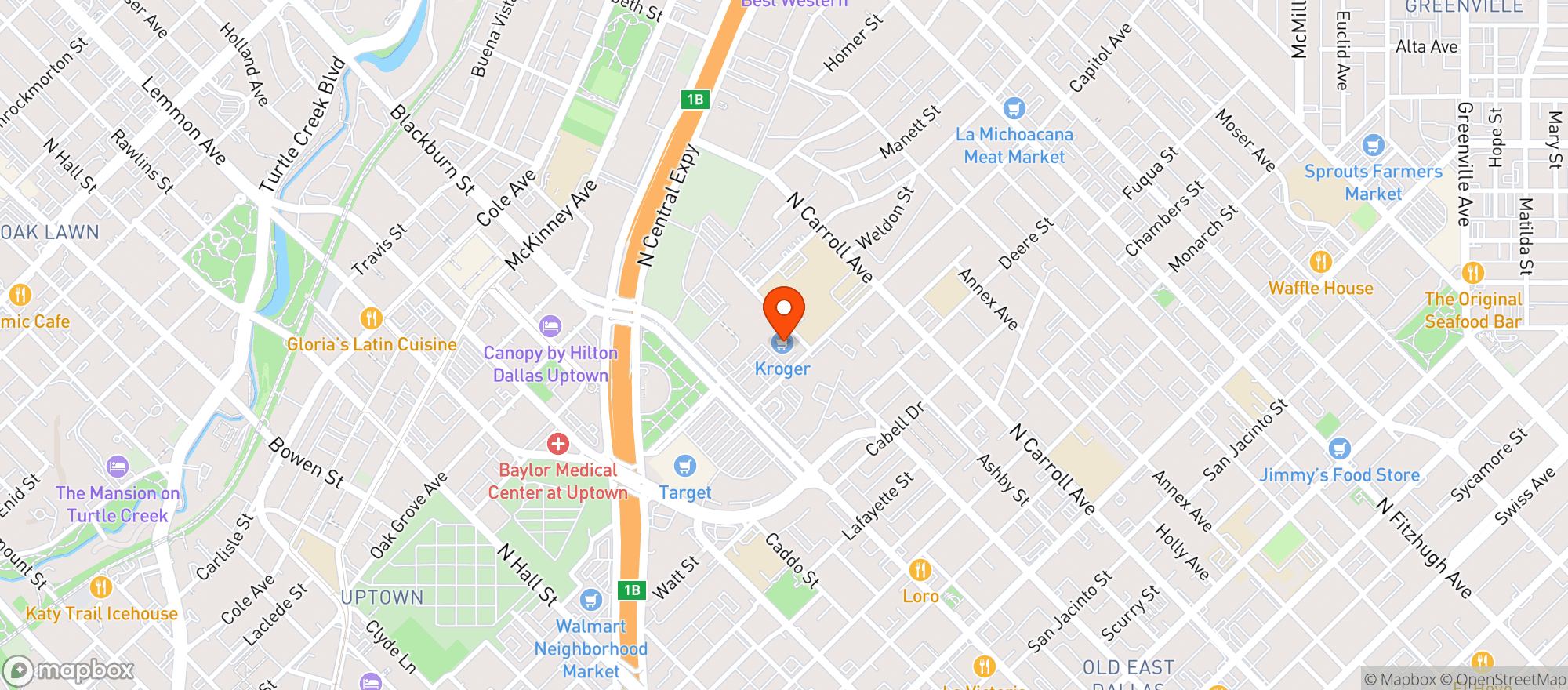 Map showing Kroger