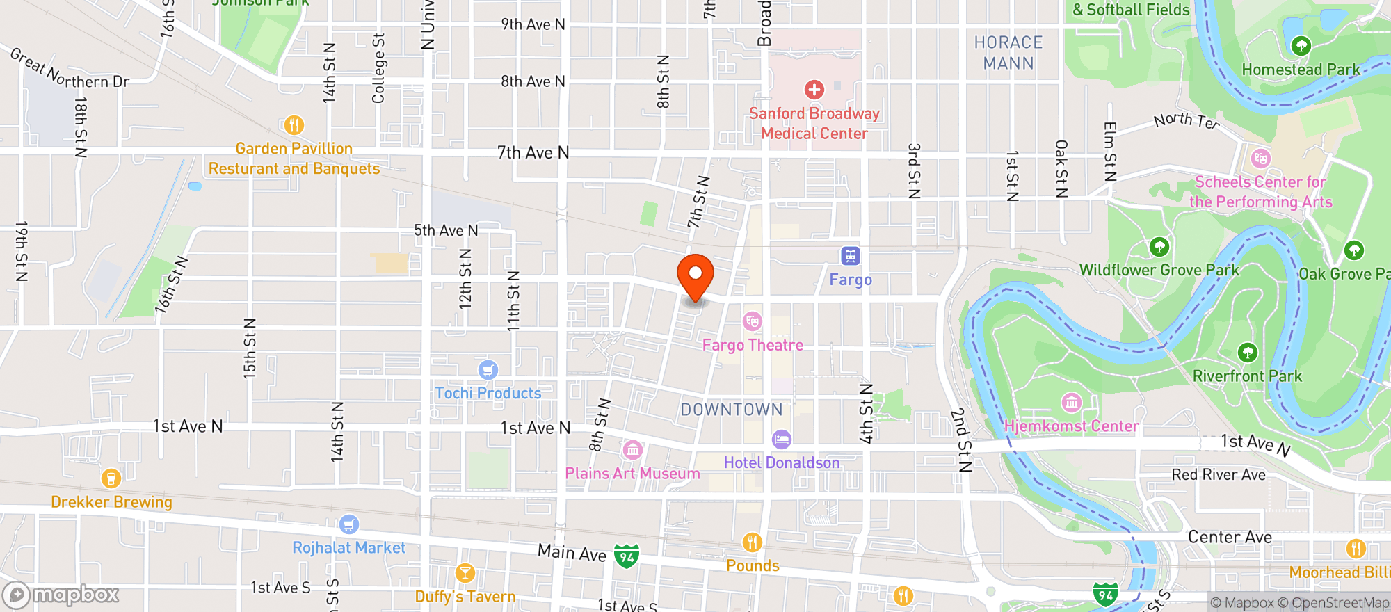 Map showing Sanctuary Events Center