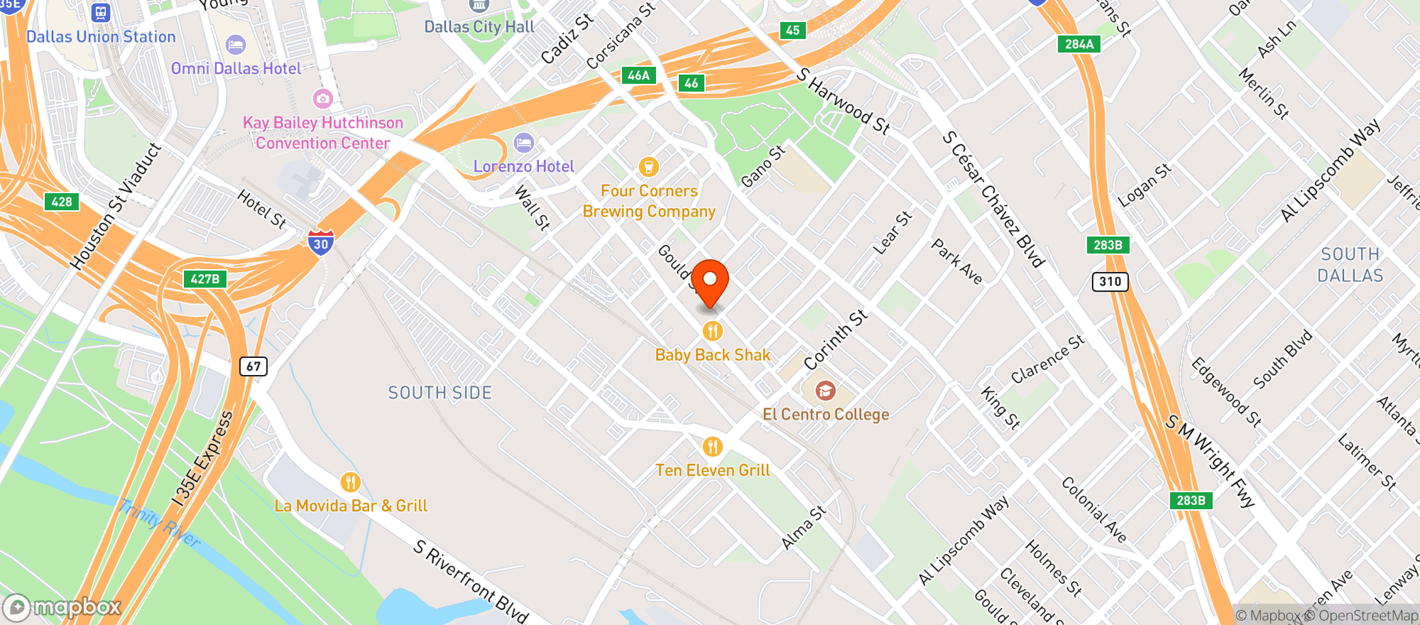 Map showing Lee Harvery's Dive In