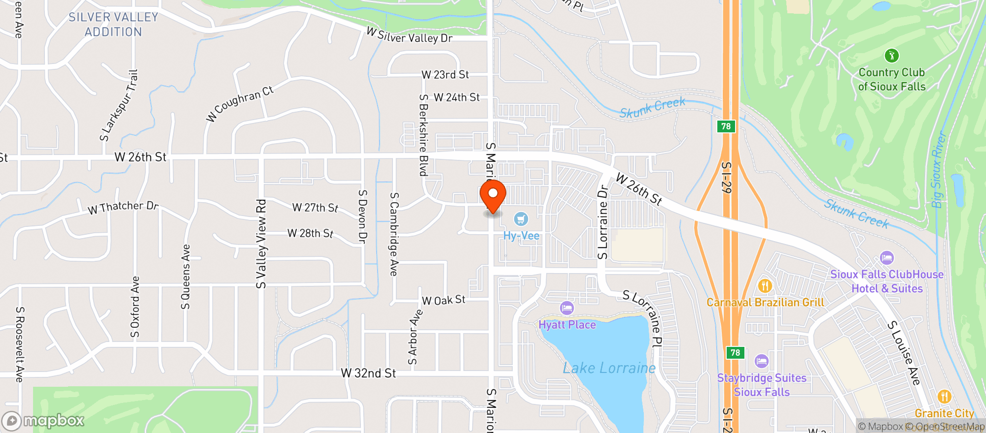 Map showing Hy Vee Food Store