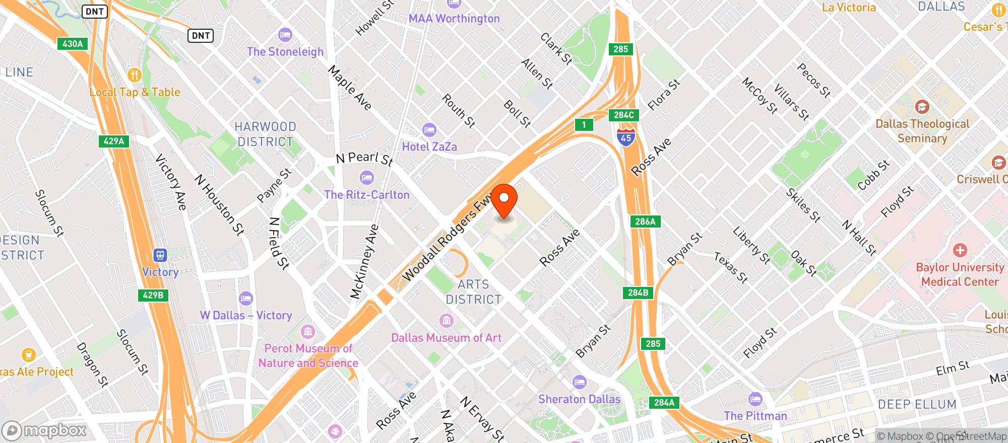 Map showing Wolfgang Puck Winspear Opera House