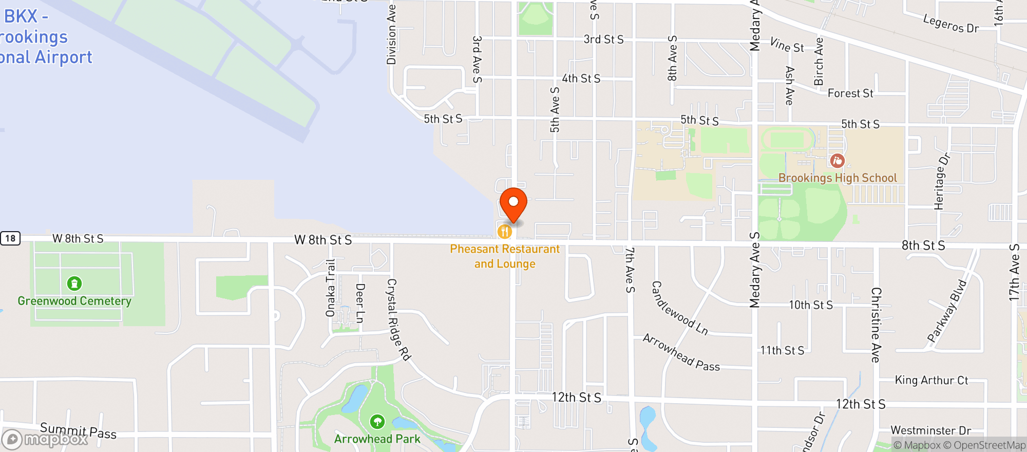 Map showing Pheasant Lounge