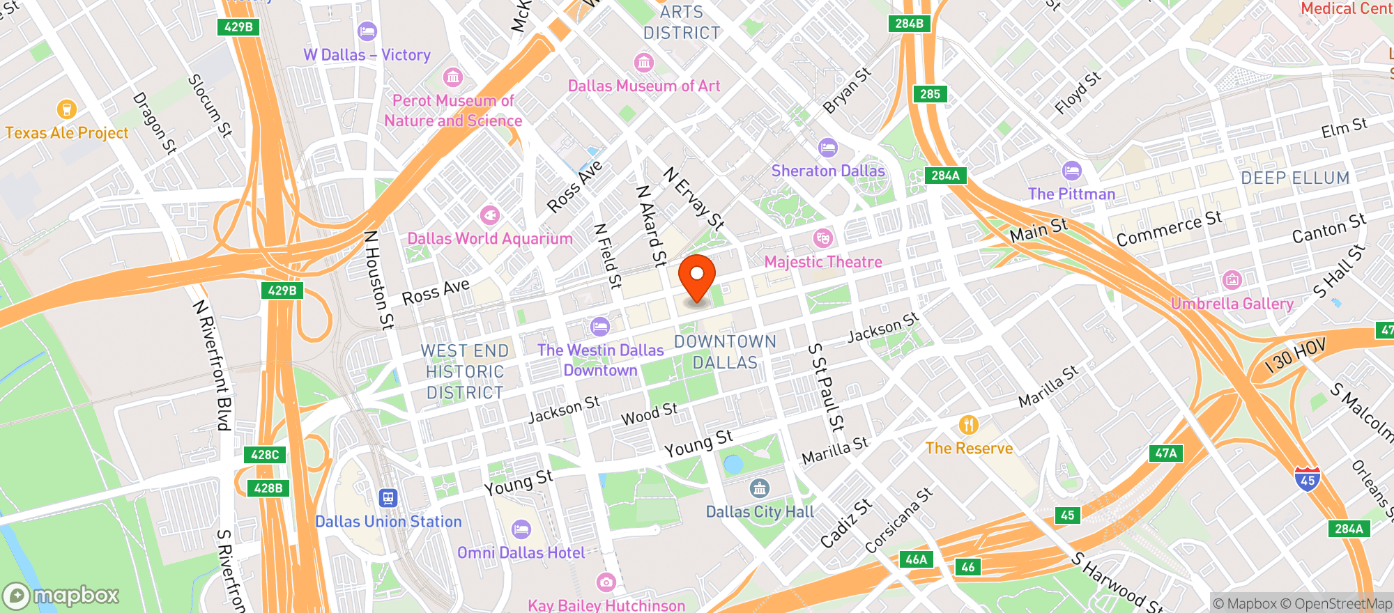 Map showing Cbd Kratom Downtown Dallas