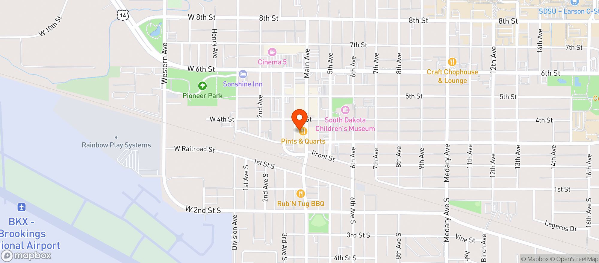 Map showing Pints & Quarts