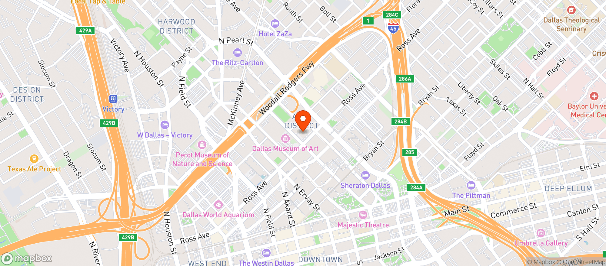 Map showing Sloane's Corner