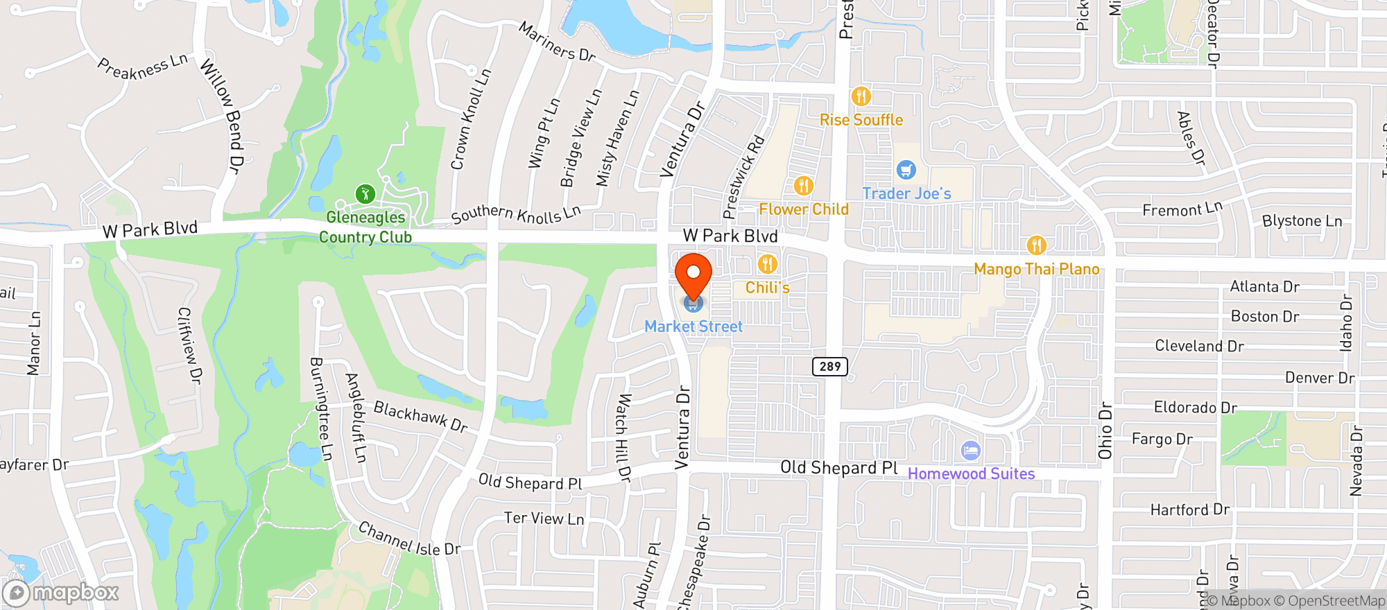 Map showing Market Street