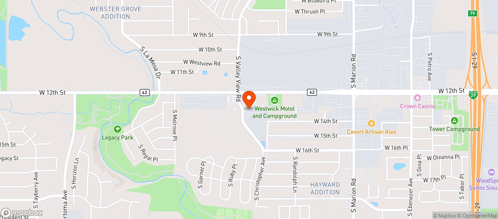 Map showing Deuces Casino 6.5