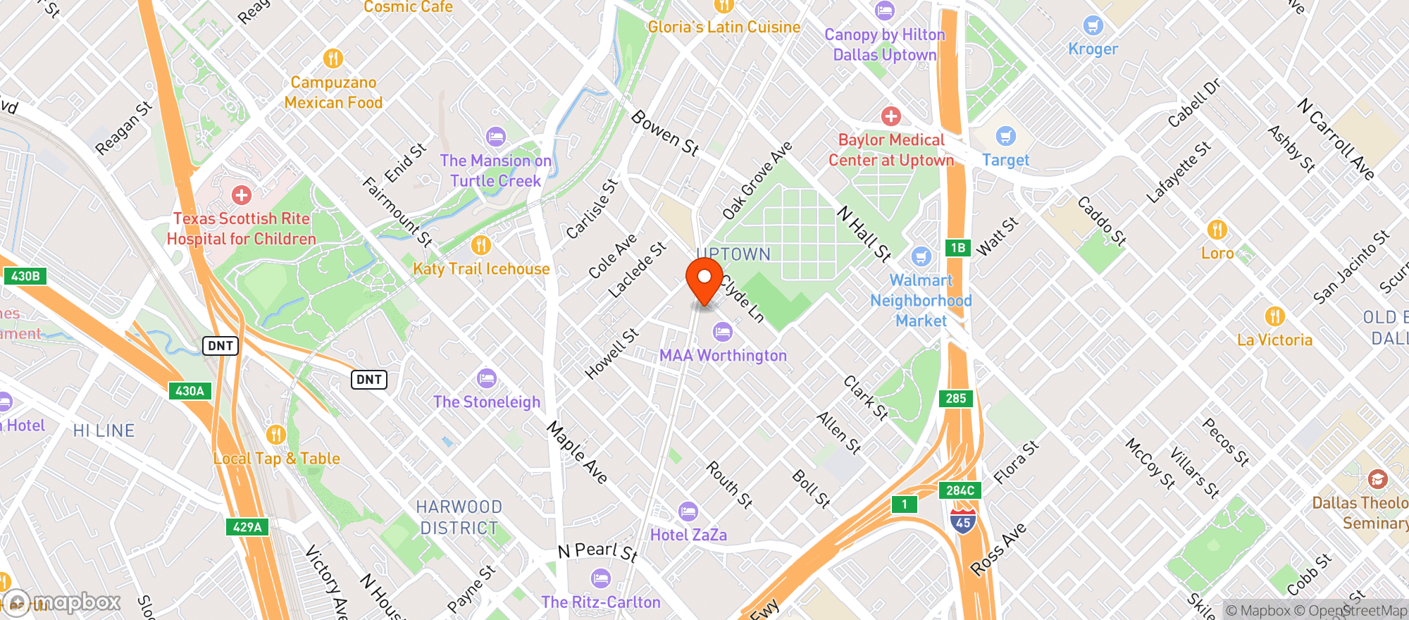 Map showing Foxtrot Uptown - Tx (dallas)