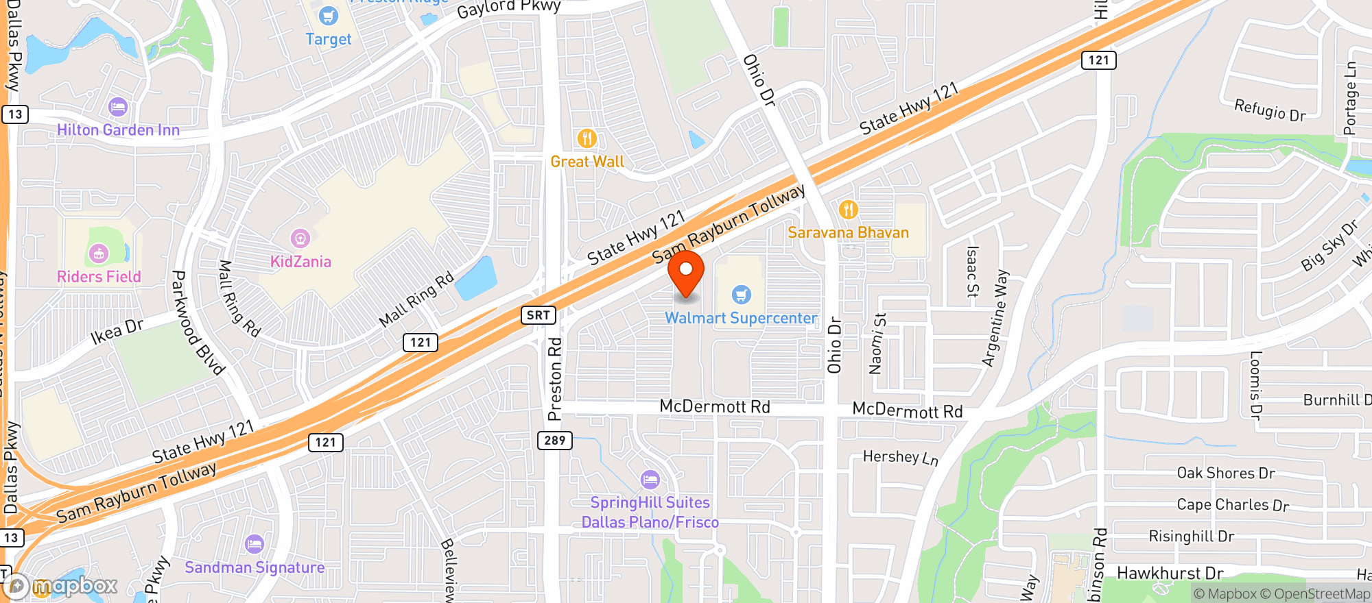Map showing TOTAL WINE #506 - PRESTON VILLAGE