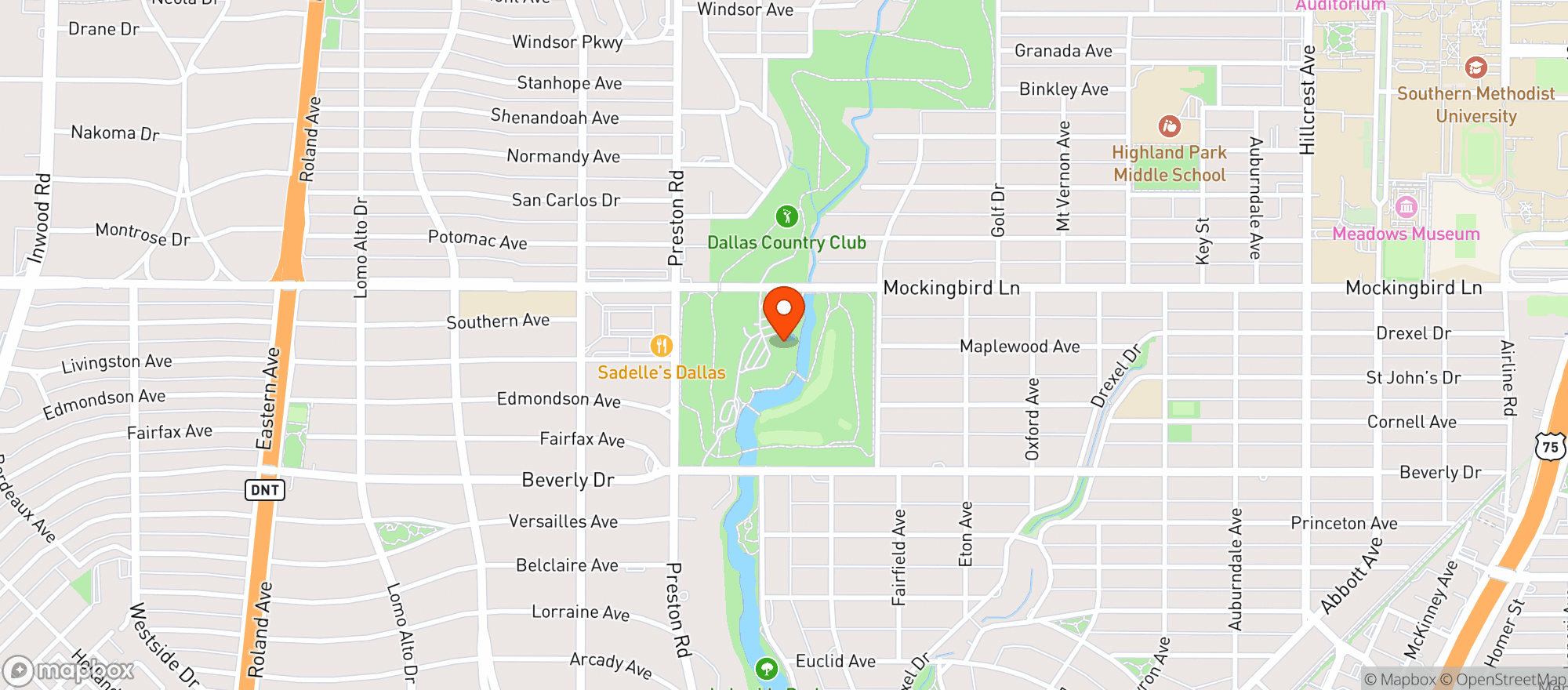 Map showing Dallas Country Club