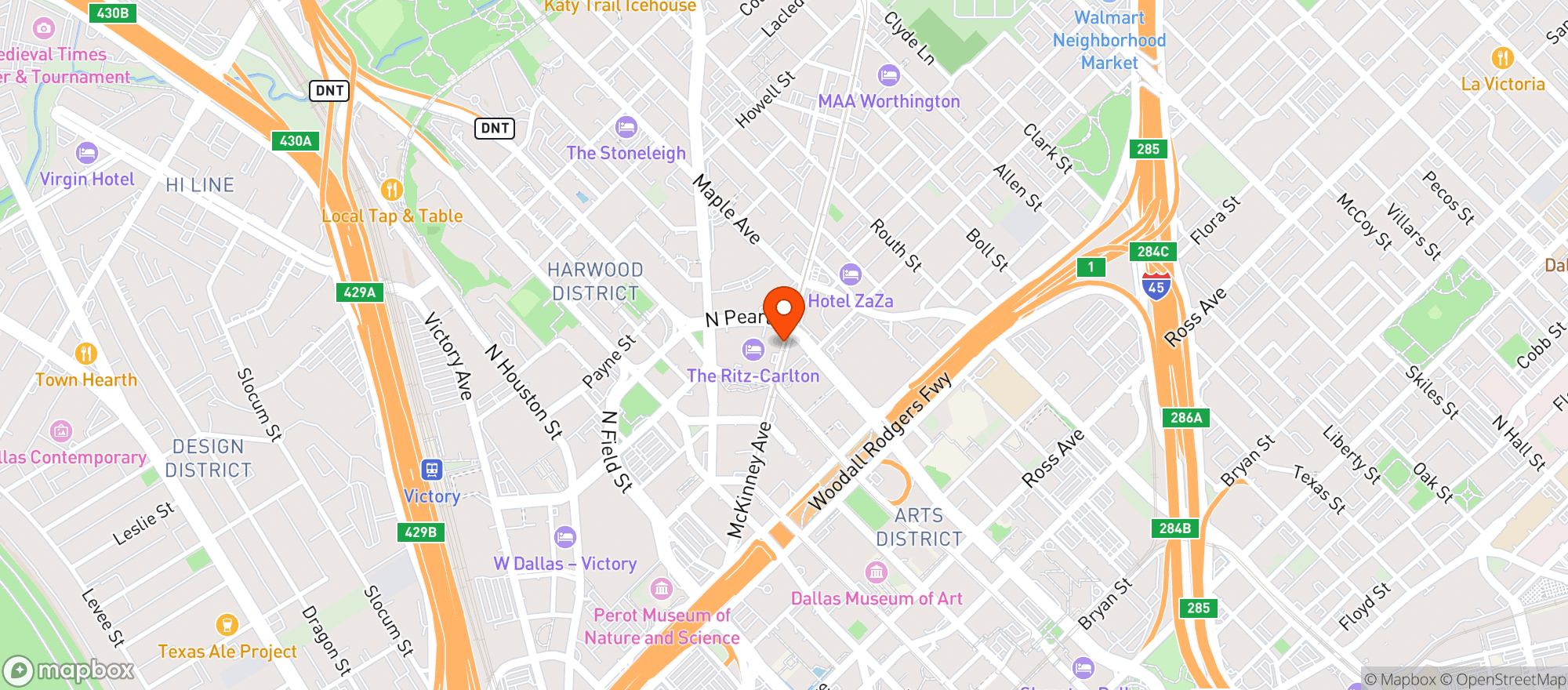Map showing Ritz Carlton