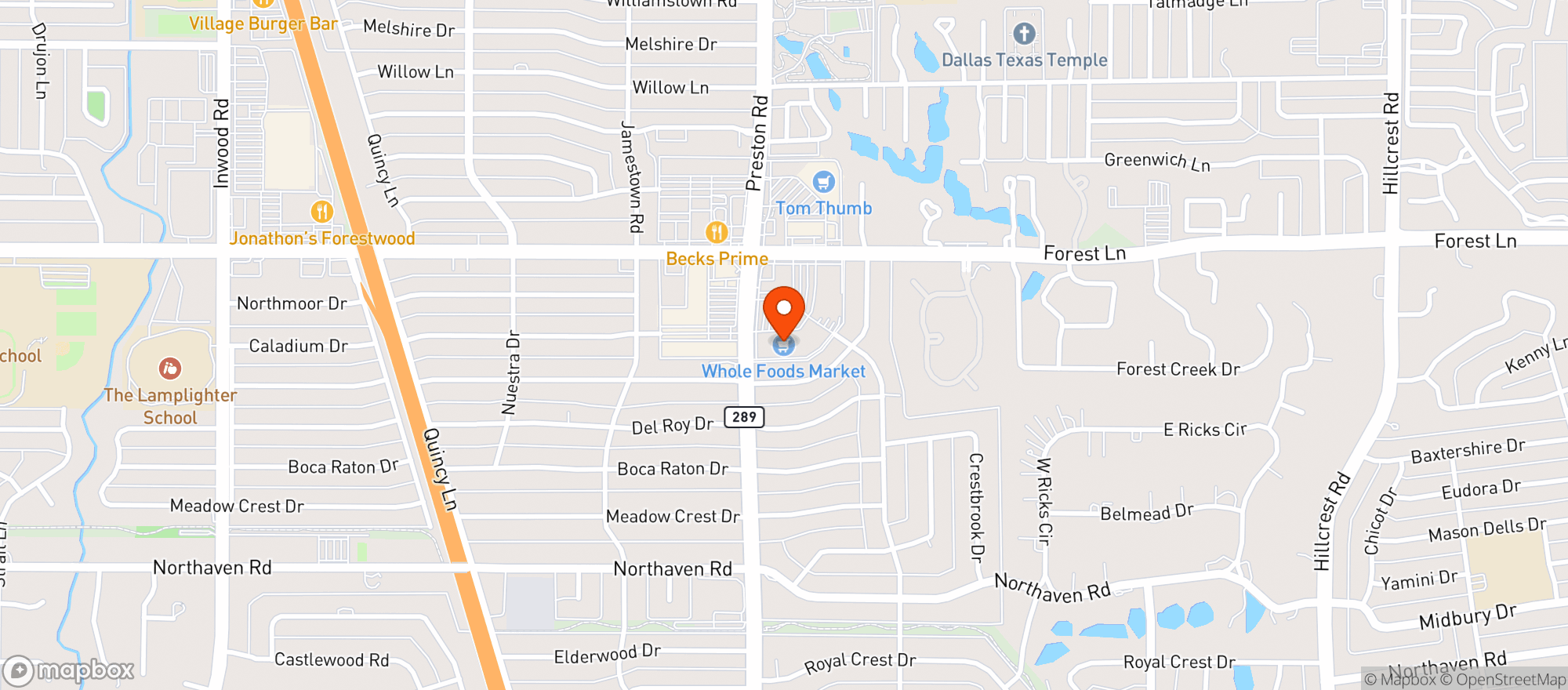 Map showing Whole Foods Market - Forest