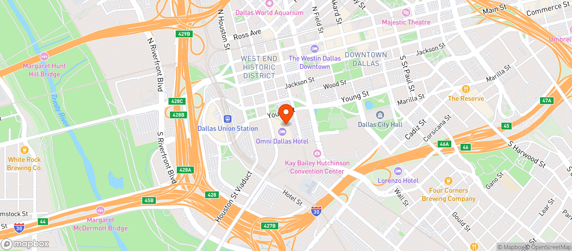 Map showing Omni Hotel #srs