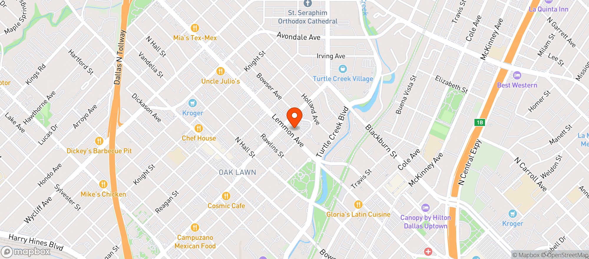 Map showing Dallas Fine Wine & Spirit