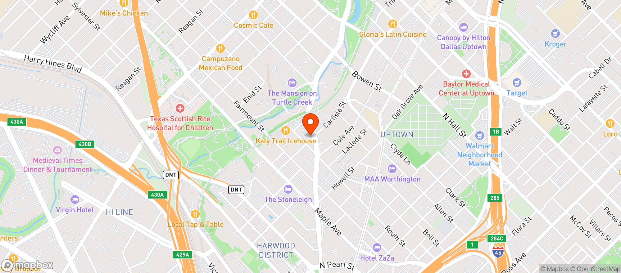 Map showing Lucky Dog Saloon