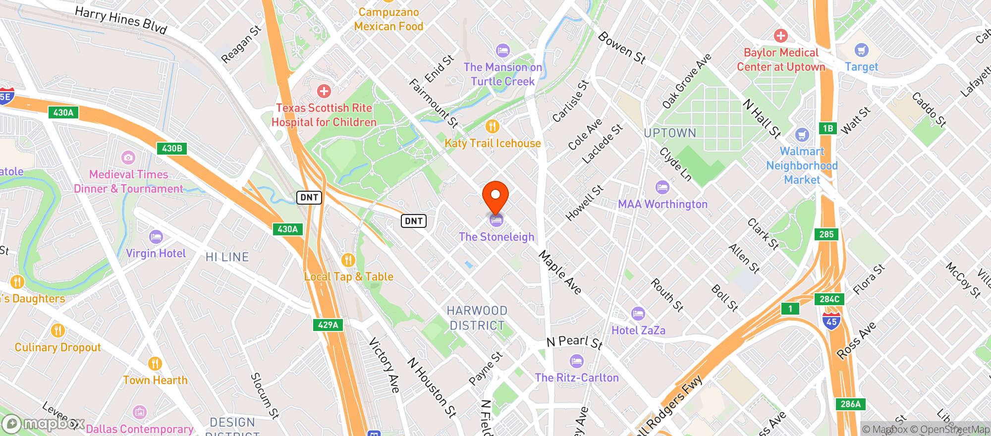 Map showing Le Meridien Hotels