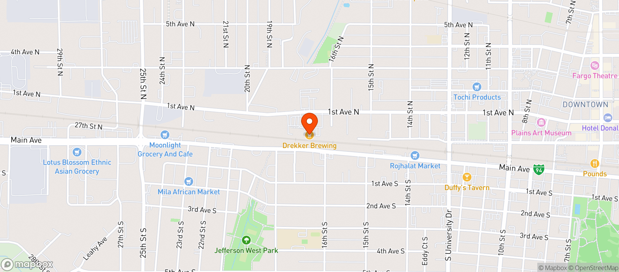 Map showing Drekker Brewing Company